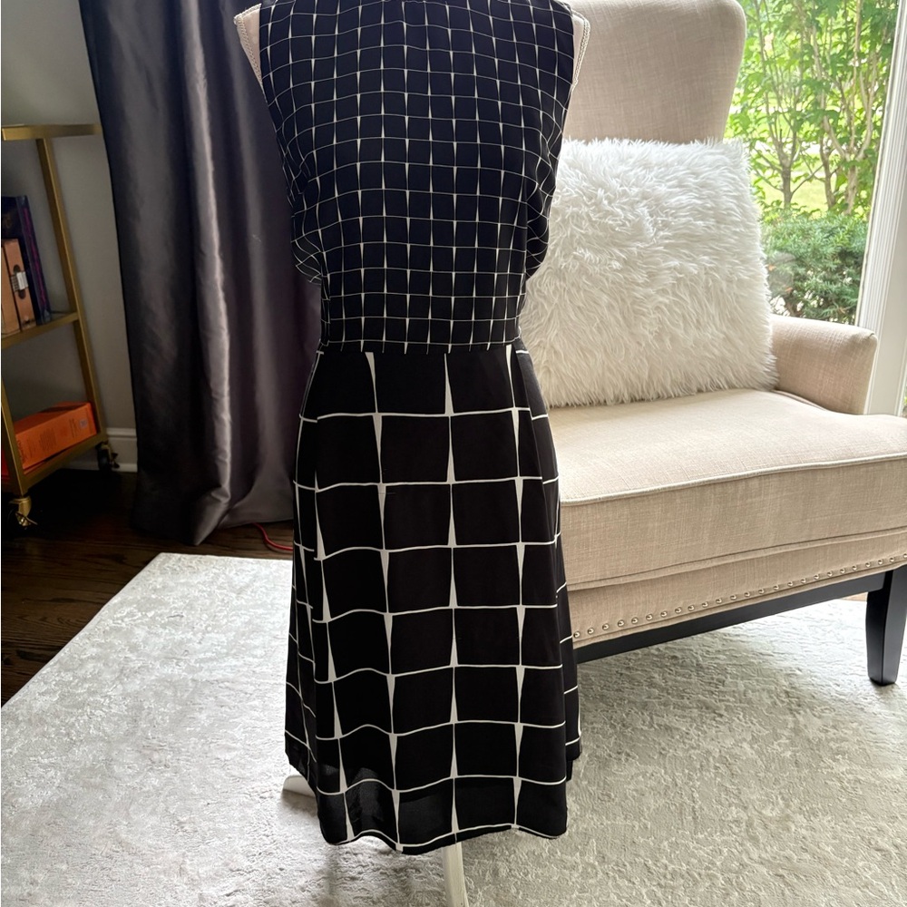 Elegant Black and White Grid Dress